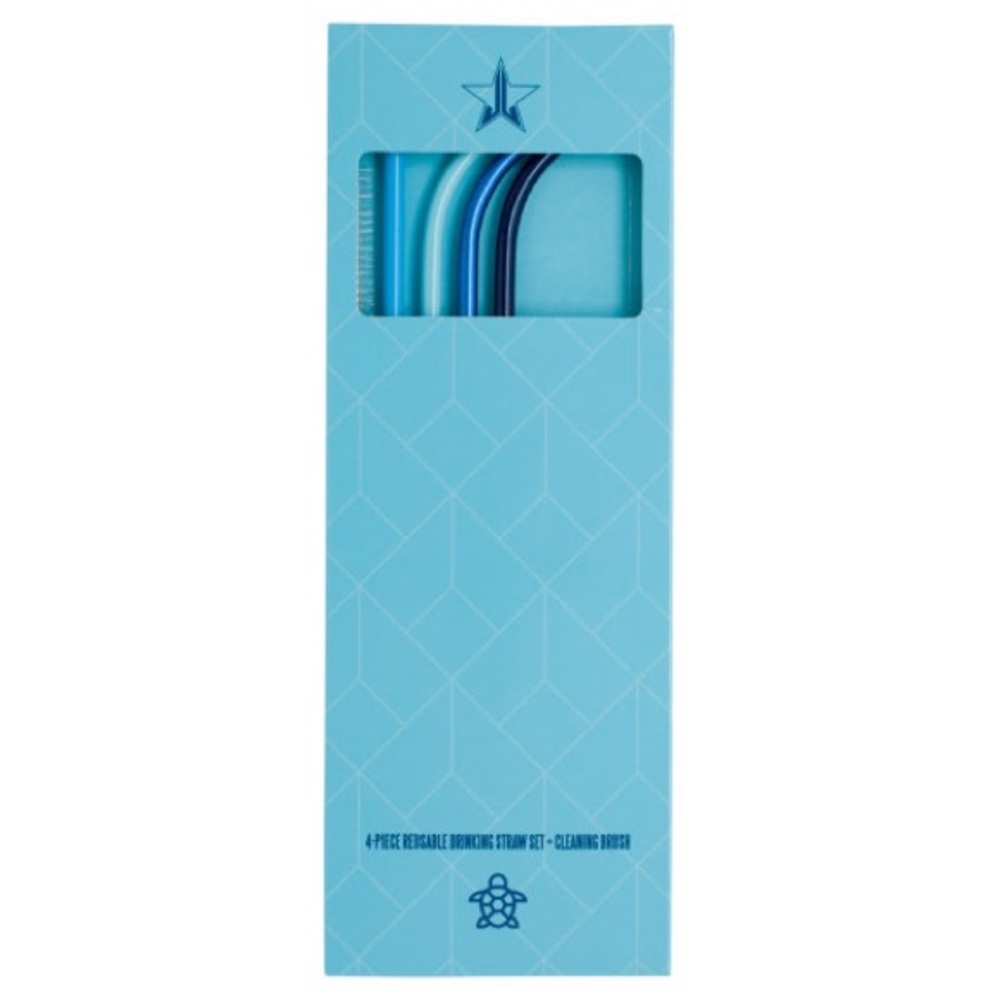 NIB JSC Blue Metal Straws 4 pack